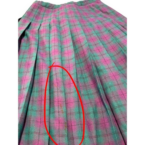 VTG Pendlenton Wool Tartan Pleaded Chic Preppy Midi Skirt Women's Purple 10 - Picture 7 of 10